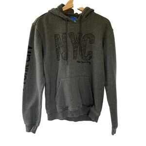 Adidas NYC New York City gray hooded sweater hoodie men's size small cotton
